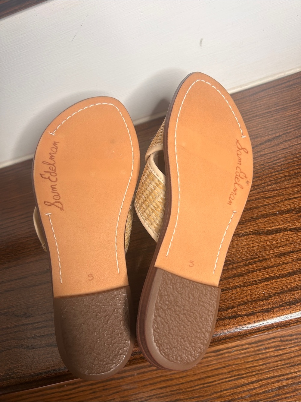 Sam Edelman Gracyn Woven Natural Crossband Slide Sandal with Gold Buckle, 5M - Picture 15 of 15